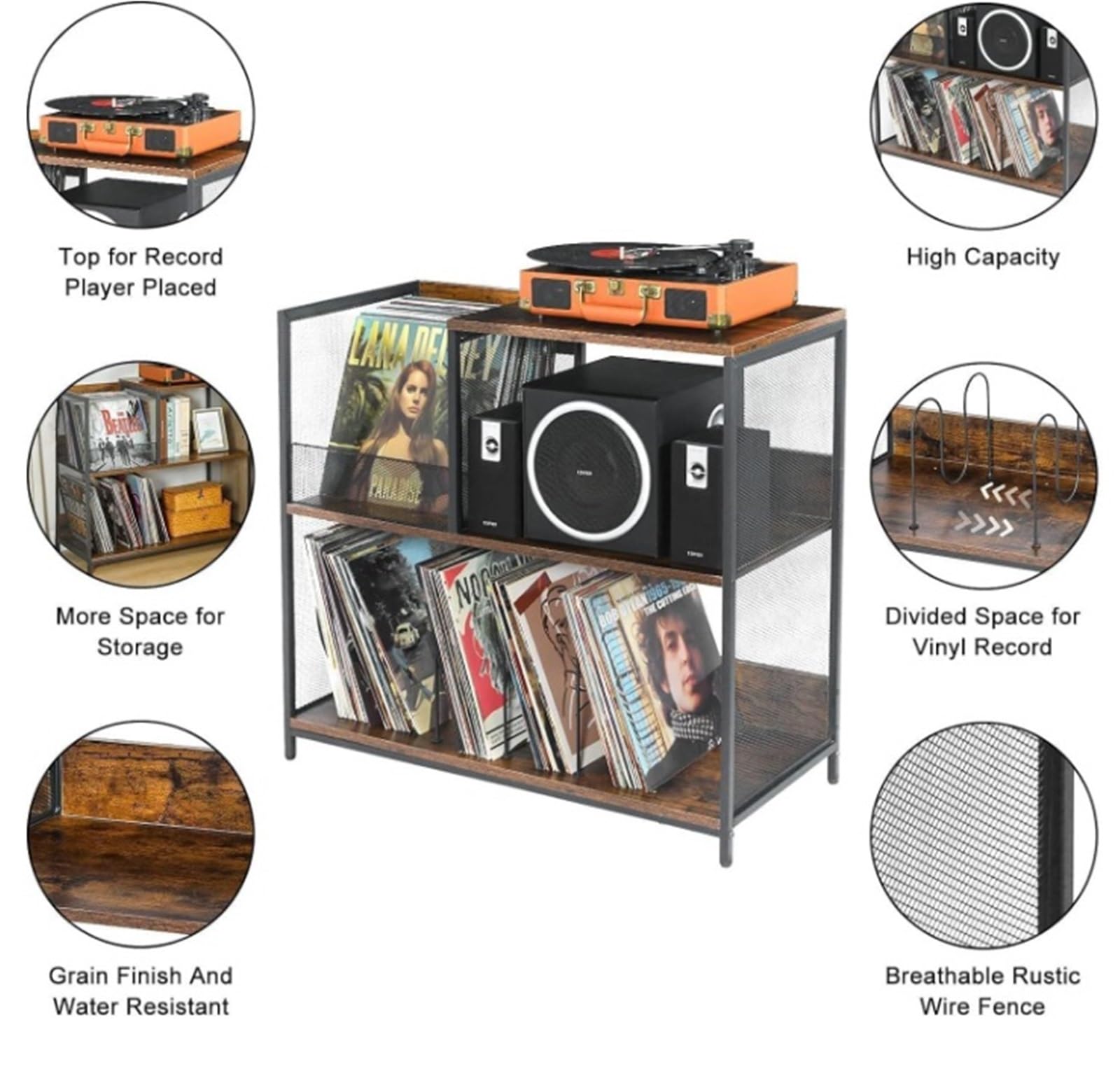 MRKU Porta Dischi in Vinile, espositore per CD, Organizer per Lettore vinili, Ideale per Camera da Letto e Soggiorno.