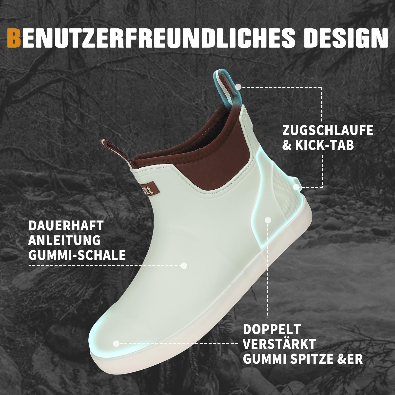 Yenxapei Stivali Gomma Uomo, Stivali Da Pesca, Stivaletti Antinfortunistica Uomo, Da Esterno Antiscivolo Da Pioggia Shorty Boots, Comode Leggere Scarpe Da Giardino