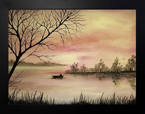 Buyartforless Framed Pink Lake Landscape by Ed Capeau Art Painting Reproduction