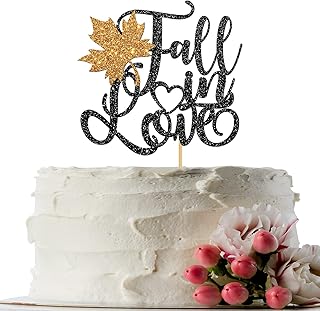 INNORU Glitter Fall in Love Cake Topper - Fall Theme Wedding Party Cake Decor, Bridal Shower, Engagement Party Decor, Hen ...