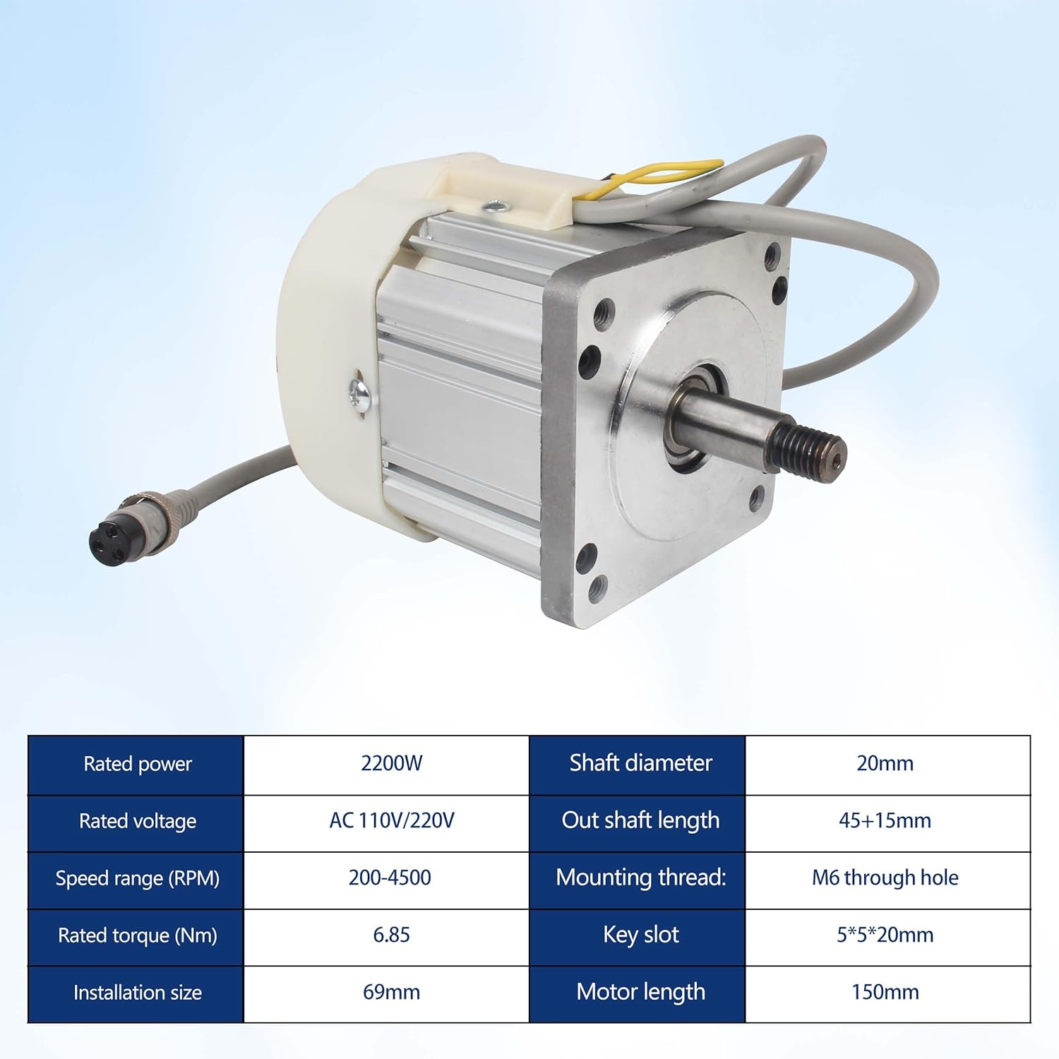 RATTMMOTOR 2KW Servo Motor Drive Kit 2200W Permanent Magnet DC Brushless Servo Motor 200-4500RPM+Servo Motor Speed Controller for Woodworking Machine/Lathe/Drilling Machine/Reducer/Belt Sander (110V)