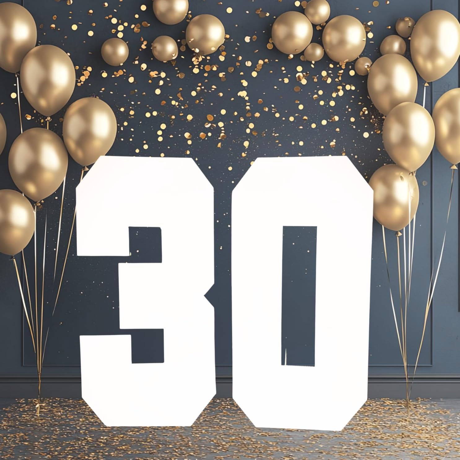 Cardécoray 4Ft Large Cardboard Numbers - Diy Birthday Party Decorations, Giant Number Props, Customizable Freestanding Display Numbers (30)