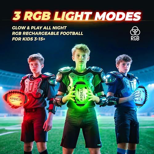 Miniatura 4 de Balón de fútbol que brilla en la oscuridad, regalo de cumpleaños para niños y adolescentes de 3-15+, RGB recargable, bola que brilla en la oscuridad
