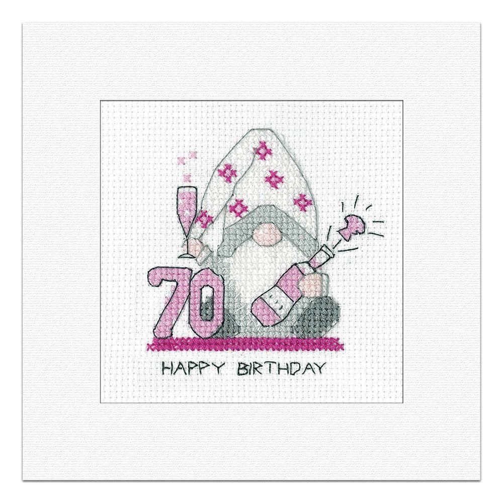 Heritage Crafts Women's Mixed Gonk - 70Th Birthday Card - Cross Stitch Greeting Card Kirsten Roche Gonks