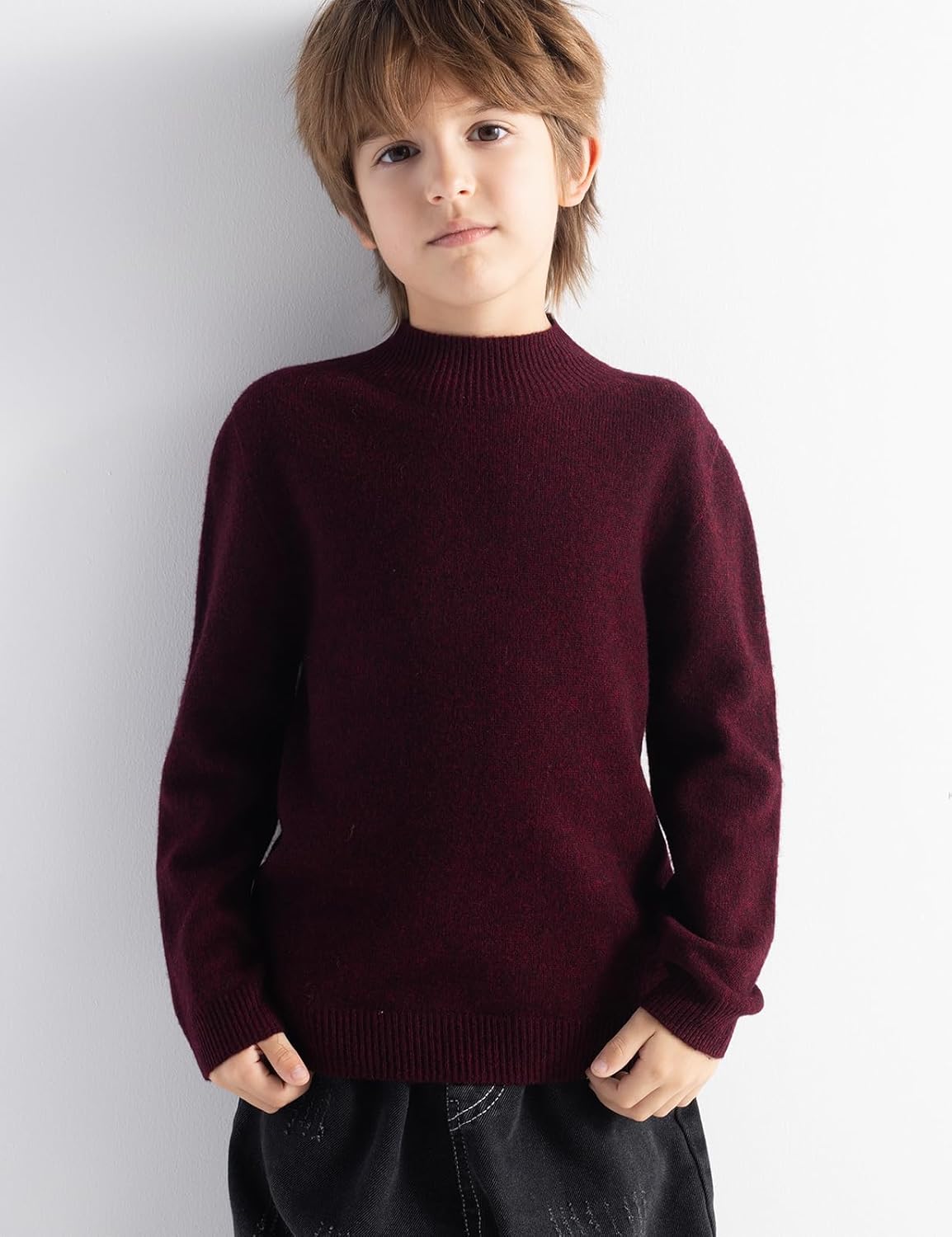 Chanyarn Boys 100% Merino Wool Sweater 2025 Fall Winter First-Line Ready to Wear Mock Neck Long Sleeve Seamless Knit Sweater - Image 3