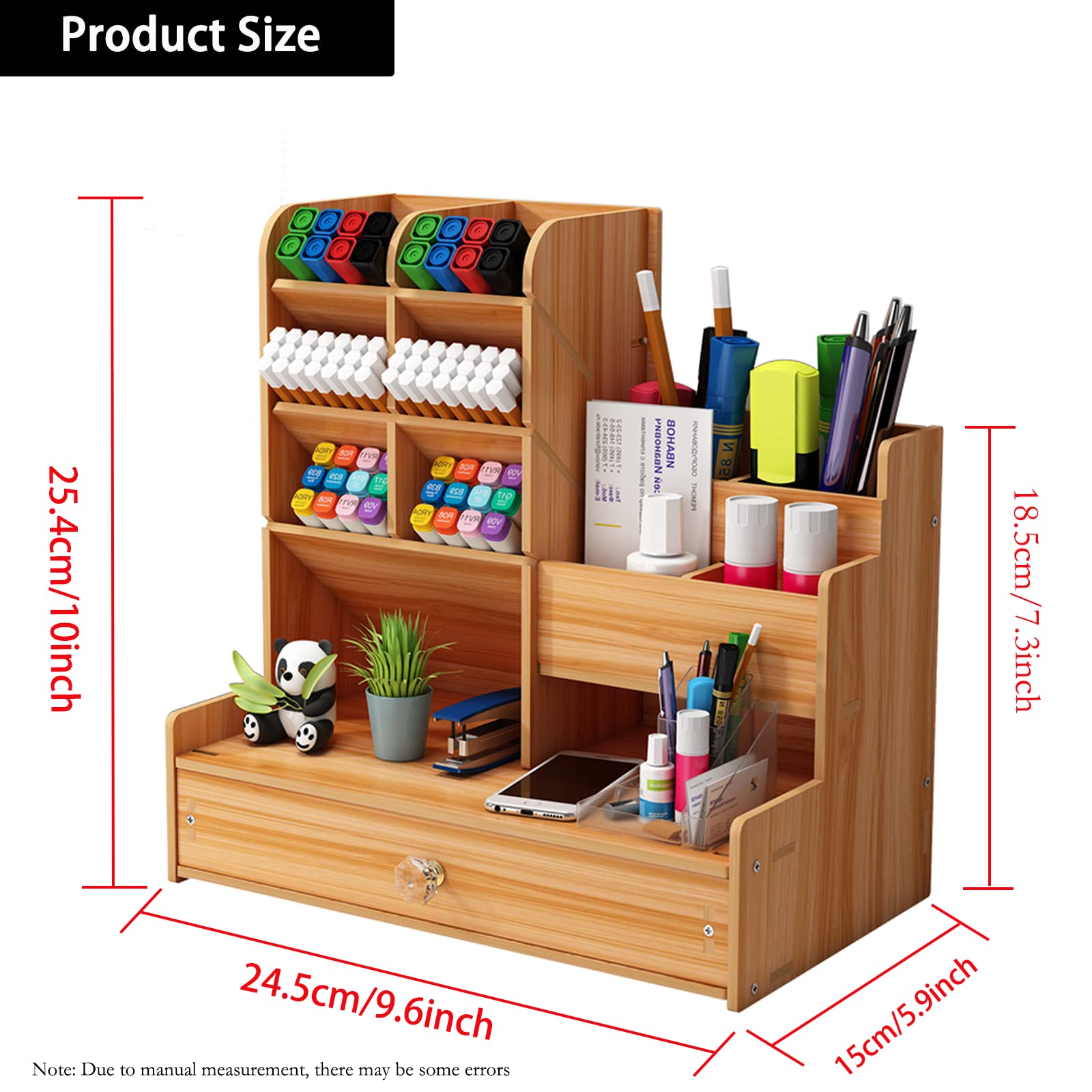 Organizer Da Scrivania IBUYKE - 2 Ripiani In Legno Con Cassetto, Per Libri, Cartelle, Scanner, Casa E Ufficio - Foto 9