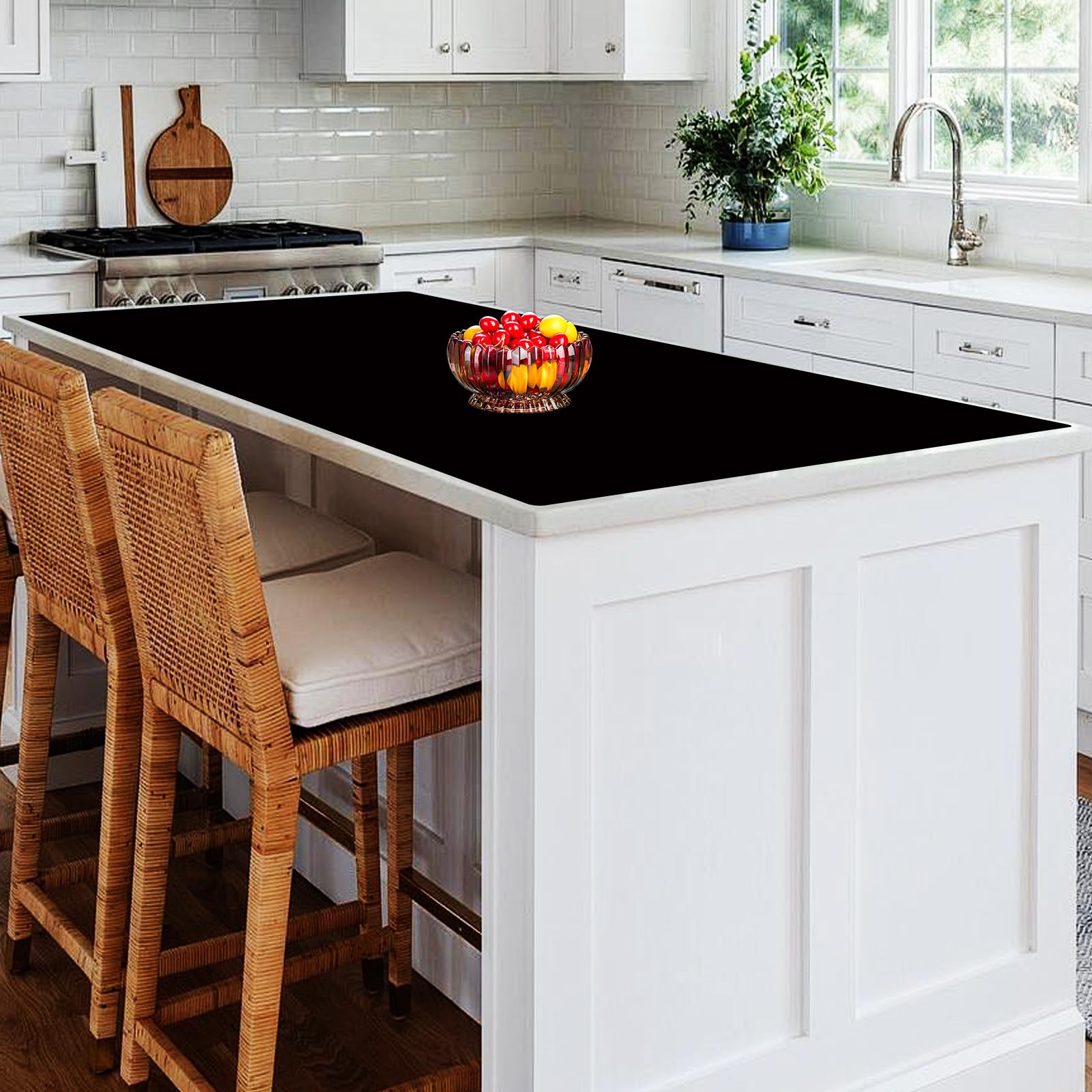 Extra Large Silicone Mat, 78.7''x23.6''(200cmx60cm) Large Heat Resistant Mats for Countertop, Waterproof Countertop Protector, Cuttable Kitchen Countertop Mat, Silicone Mat for Kitchen Island, Black