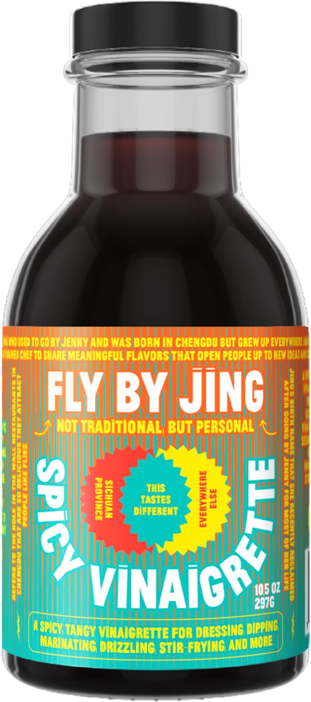 FLYBYJING Spicy Vinaigrette Salad Dressing with Chili Crisp - Perfect for Dumplings, Noodles, Vegetables - Tangy, Umami, MSG Free Marinade Dipping and Sesame Dressing, All Natural Deep Flavor, 10.5 Oz