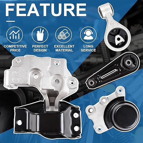 Miniatura 2 de Soporte de motor y montaje transversal compatible con Nissan Rogue 2.5L 2008-2013 Reemplazar A4363 A7370 4351 4352, kit de montaje de motor trasero