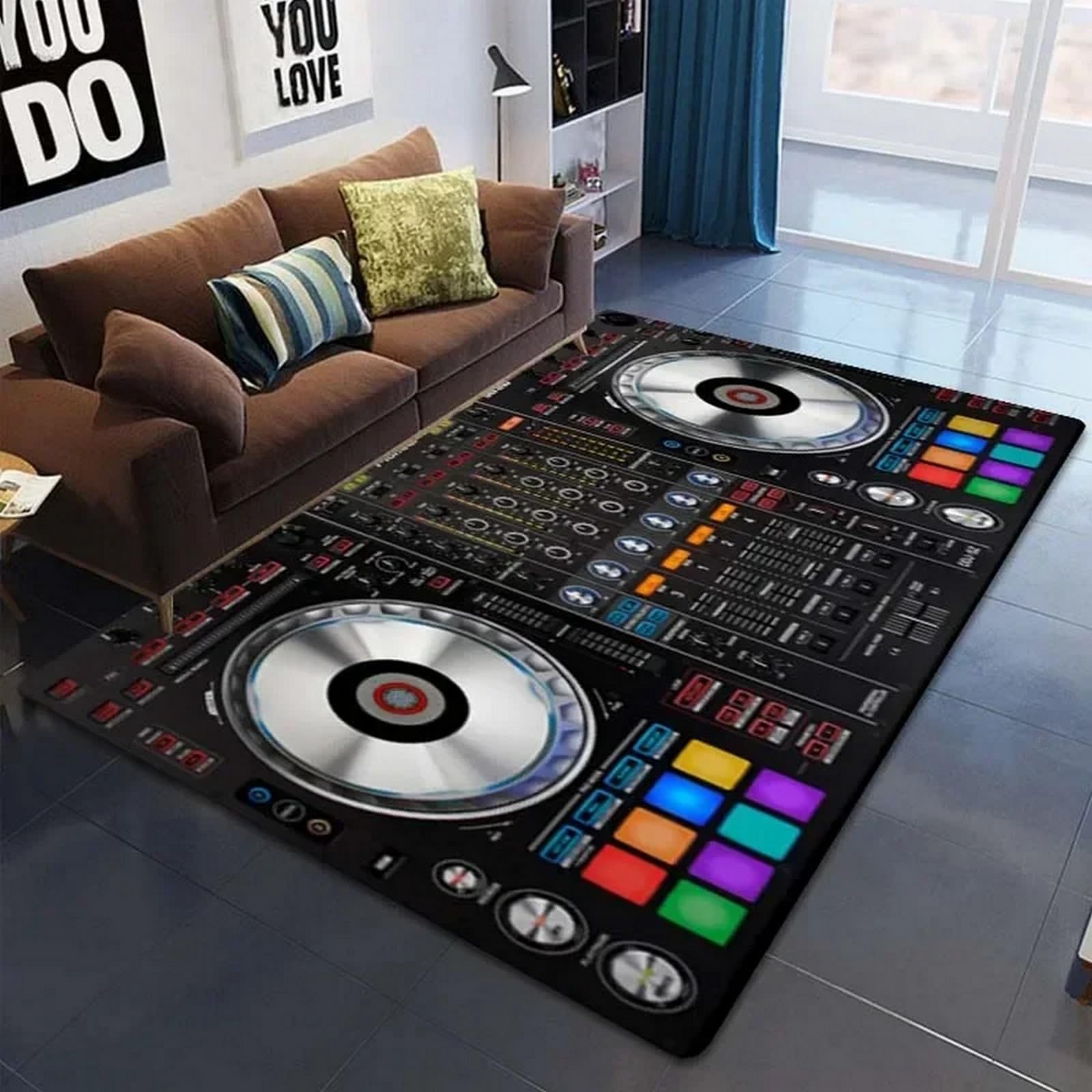Bereichsteppich,3D-Teppich Dj-Musik Singt Keyboard Entscheidender Moment Gedruckt Wohnkultur rutschfest Weich,Kinderzimmer-Teppich - Polyester-Soft-Touch 180 X 280 cm -92896790800