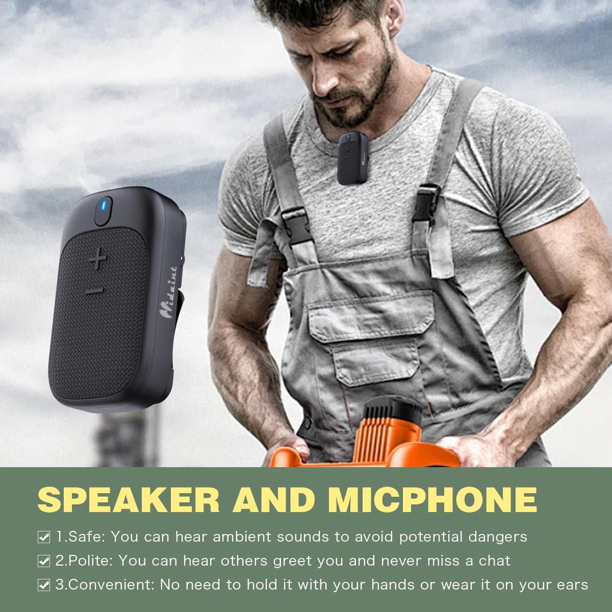 Hidaint Wearable Speaker Wireless Cordless Buletooth Waterproof Portable Speaker with Michophone