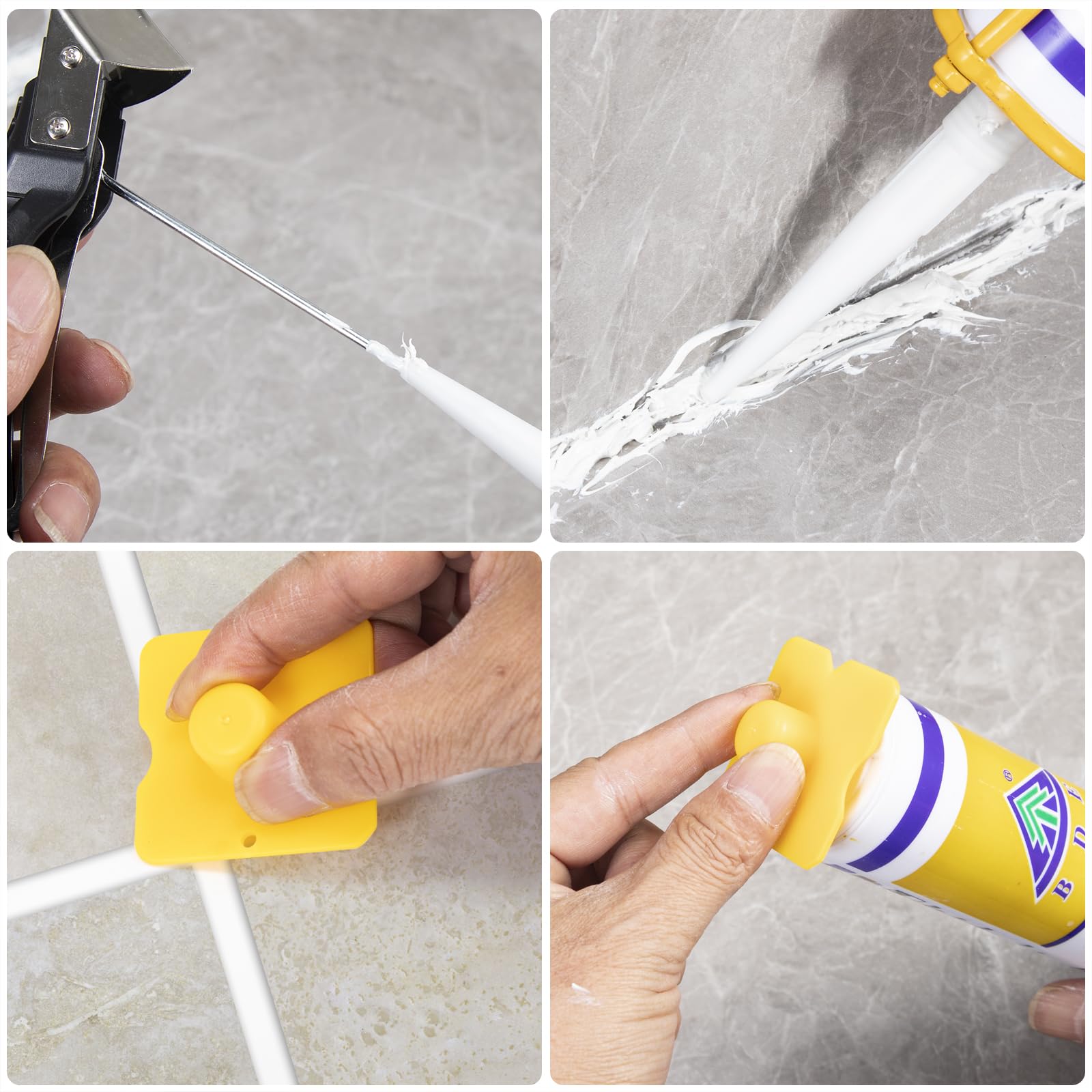Aplicador Silicona Herramienta, Juntas Azulejos 5 en 1 Espátula Eliminador de Calafateo Cemento Rascador, Espatula Silicona para Juntas para Baño de Cocina