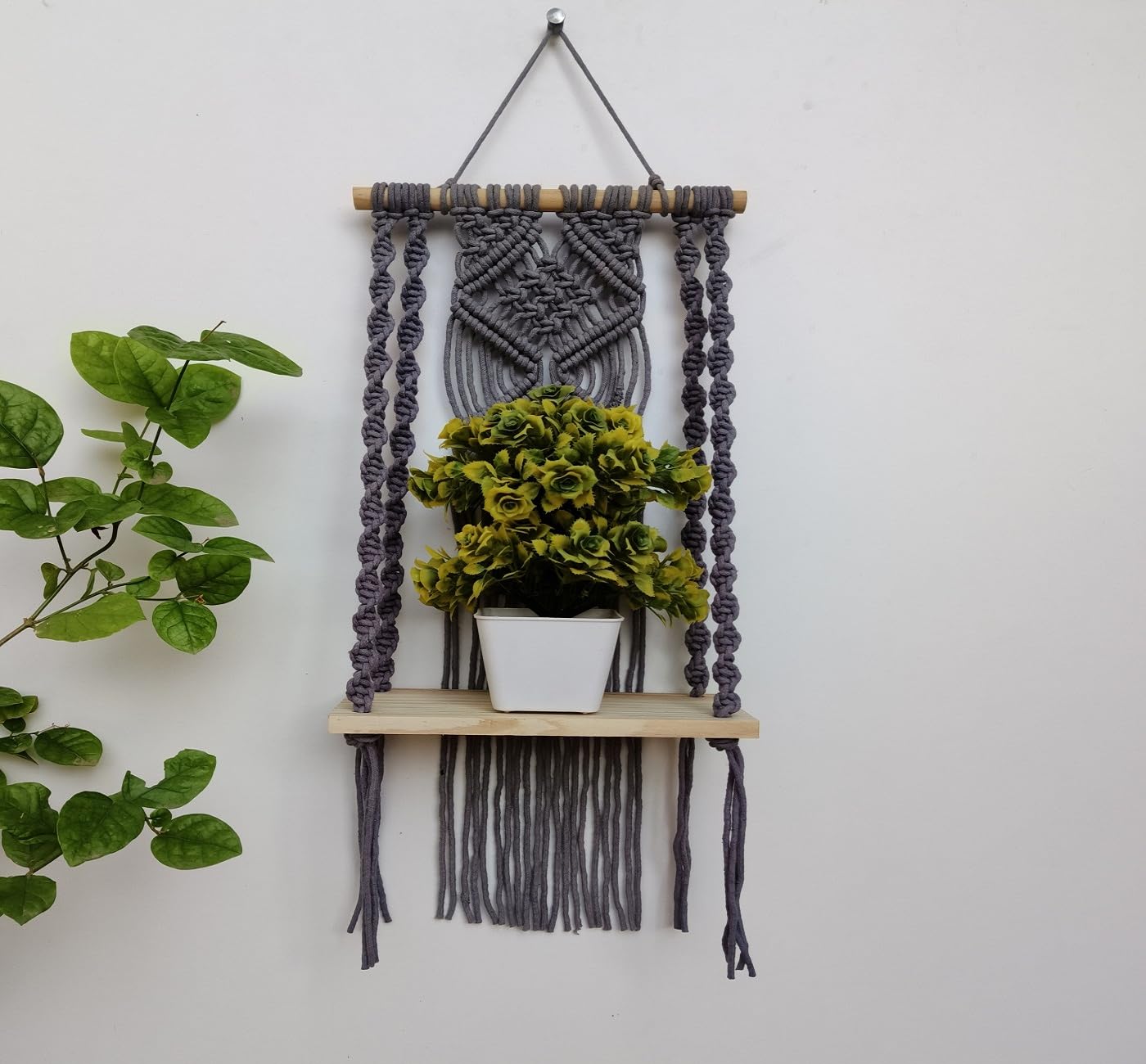 ACN kohinoor Cotton Wall Shelf, Boho Floating Hanging Shelves Decor, Bohemian Macrame Organiser Decorative Items For Living Room Bedroom Home Party Decoration 25 X 55 Cm,1-Piece (Grey) (B0CX5KFJS2) Amazon Price History, Amazon Price Tracker