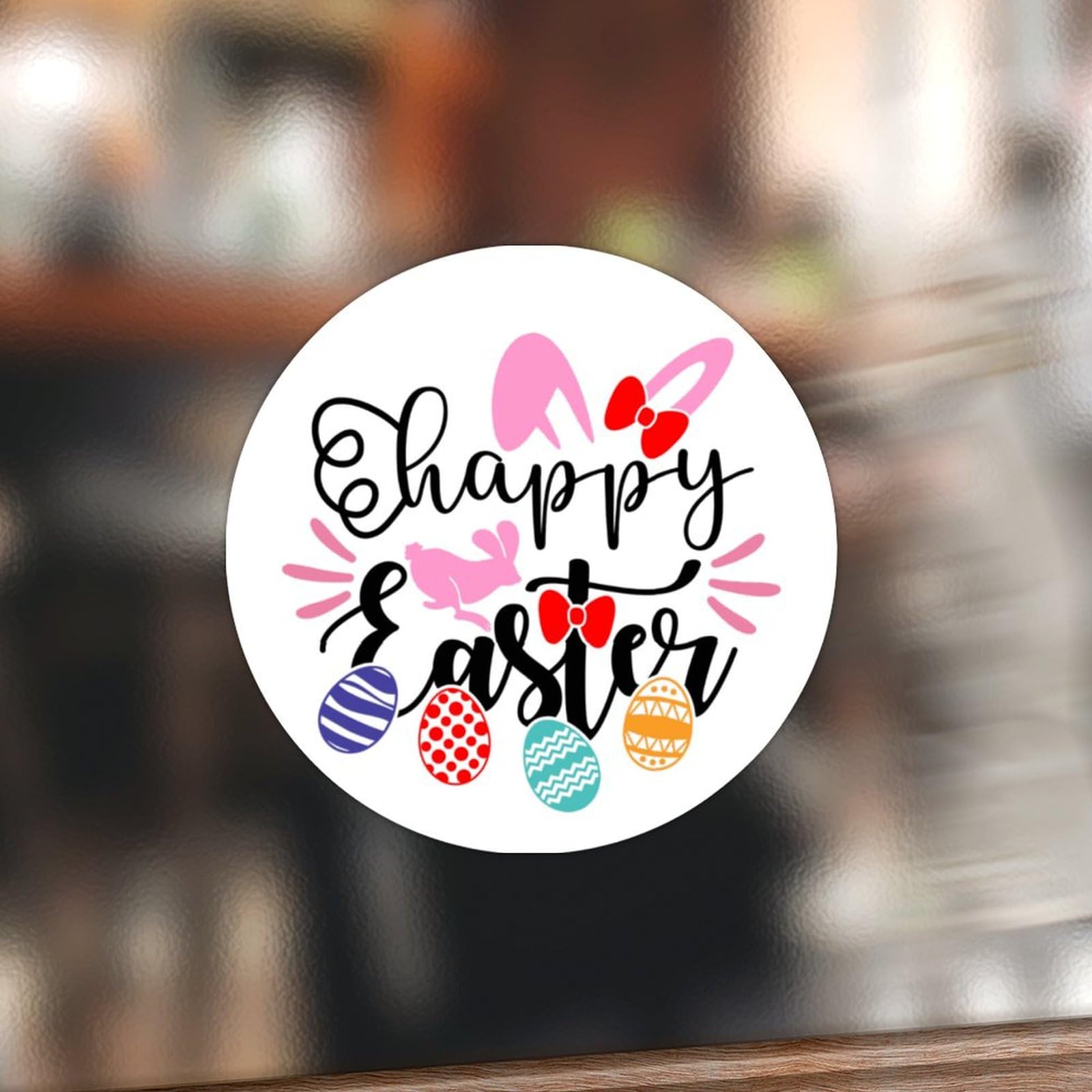 Swavecat 100PCS Happy Easter Round Stickers Decals Spring Greetings Happy Easter Round Sticker Funny Easter Quote Vinyl Round Circle Sticker for
