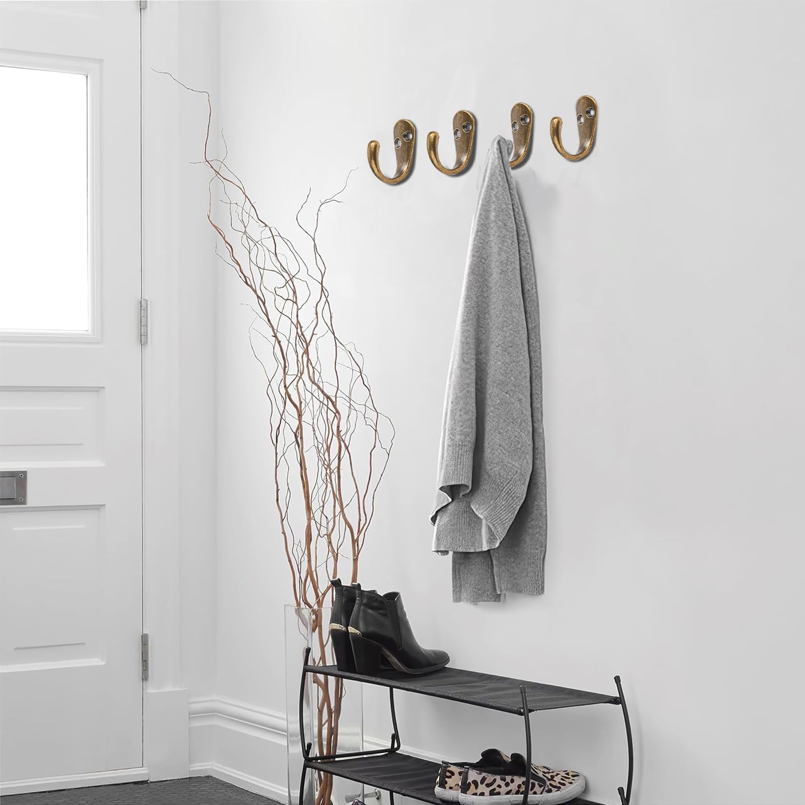 KHTUMEWARE-HK337 Antique Brass Coat/Robe Hooks 2-Pack in Antique Brass — KHTUMEWARE