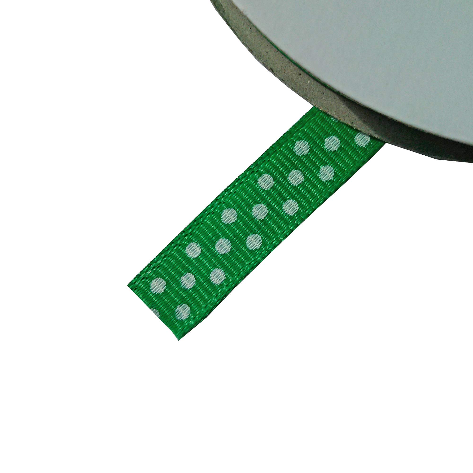 Wrappings And Bows Green Polka Dot Grosgrain Ribbon 10Mm Wide X 25 Metre Reel Emerald