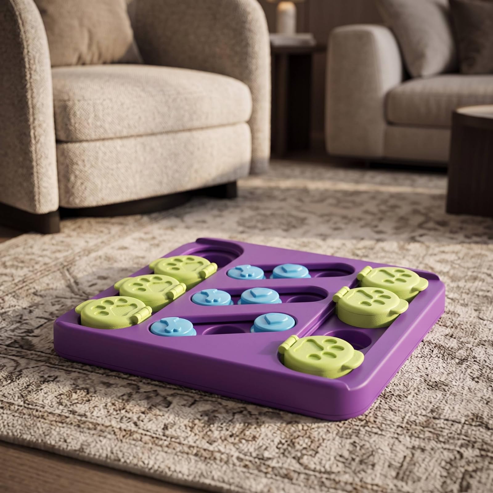 Futterpuzzle Beschäftigend Hundespielzeug mit Schiebern Langsam Intelligenzspielzeug für Drinnen