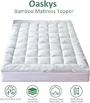 oaskys Full Size Mattress Topper - Cooling Extra Thick Viscose Made from Bamboo Mattress pad - Soft Breathable Quilted Fitted Mattress Cover with 900 GSM Down Alternative Fill