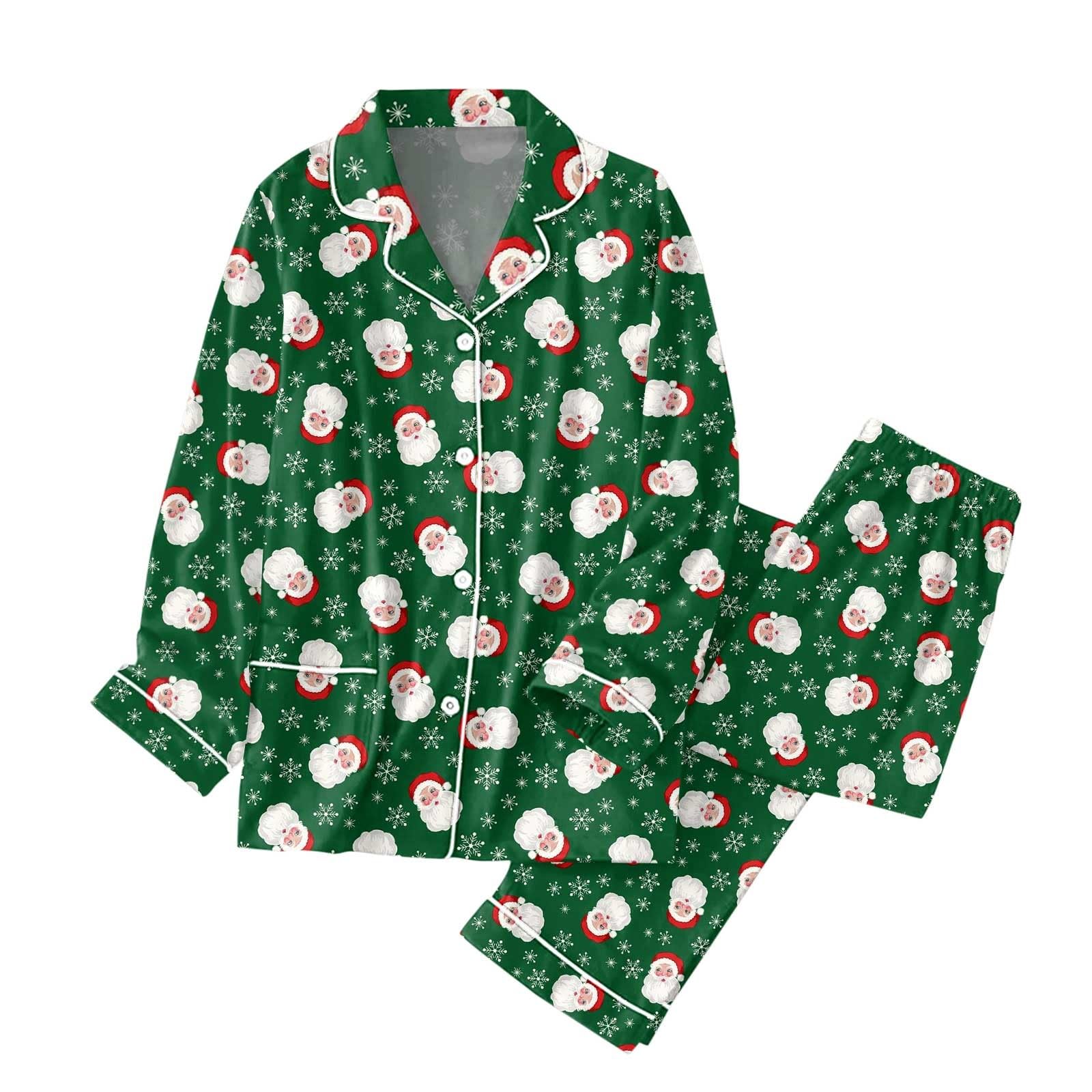 Damen-Schlafanzug, Weihnachts-Pyjama, Lange Hose, Nachtwäsche-Set, weich, bequem, Nachtwäsche mit V-Ausschnitt, Loungewear, süßer Zweiteiliger Pyjama
