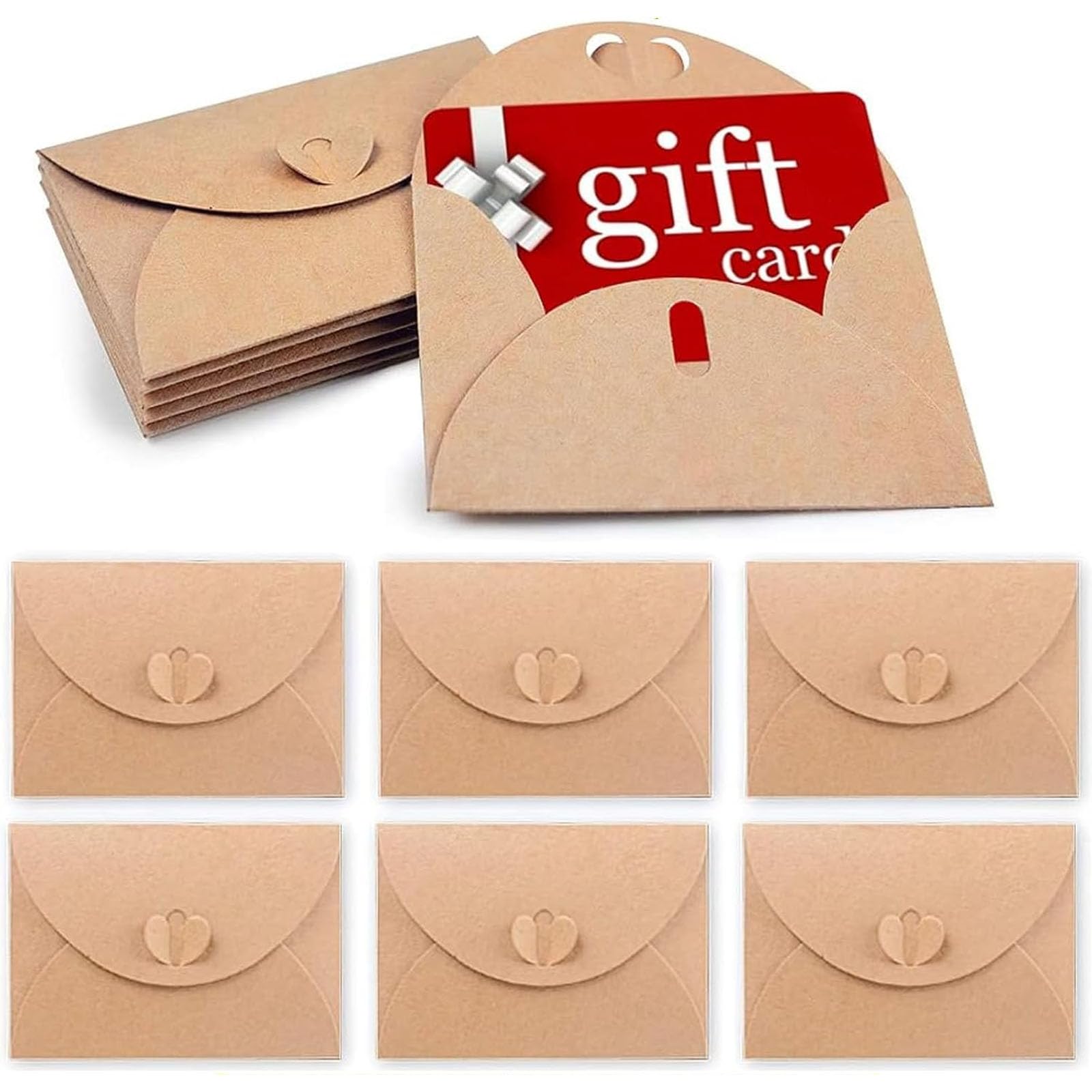 HANSGO 100PCS Mini Gift Card Envelopes, 4 x 2.8 Inch Gift Card Holders with Heart Clasp, for Wedding, Birthday, Baby Shower, Christmas, Business Cards