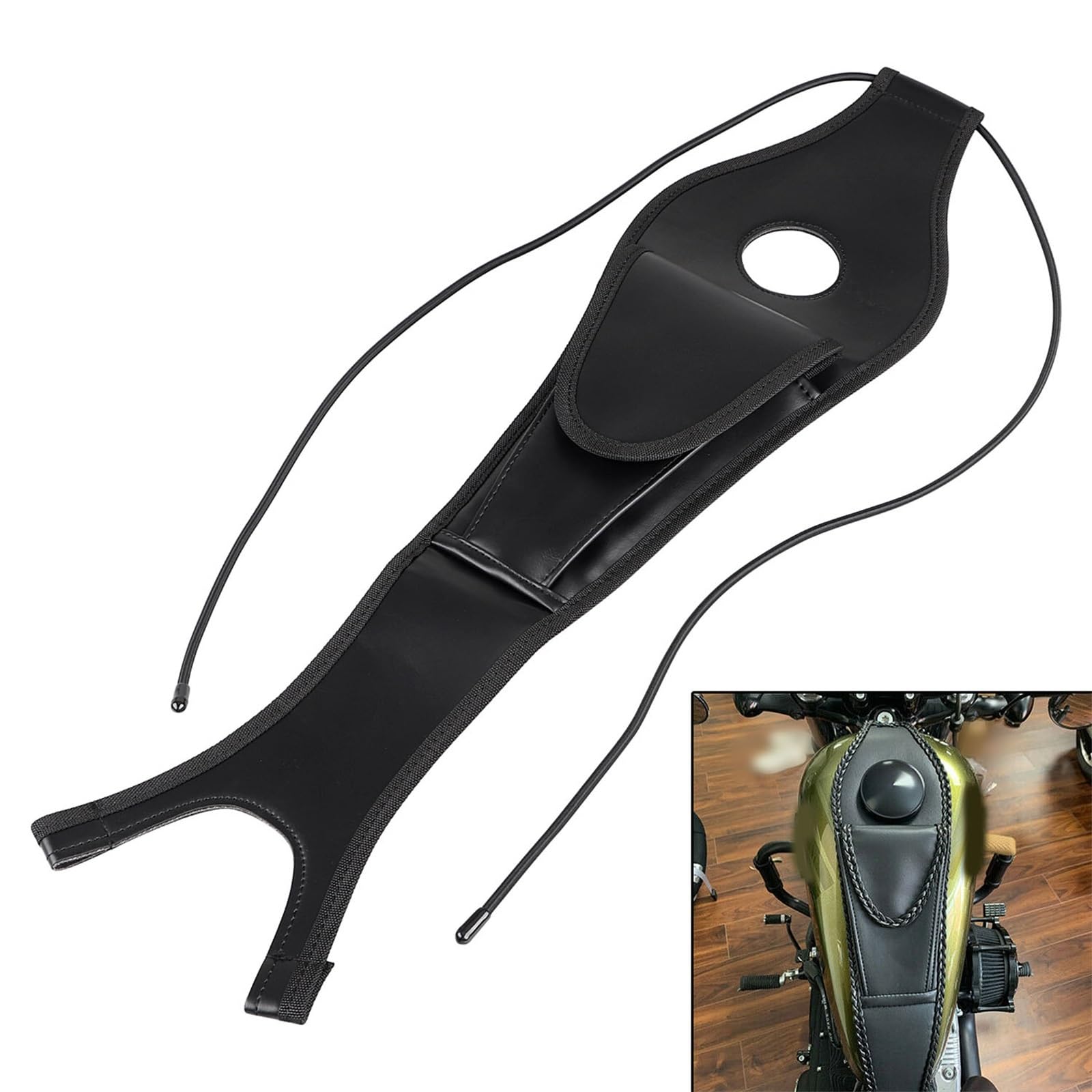 Biberon De Réservoir Carburant avec Pochette en PU pour Sportster Custom XL1200C 883C Low XL1200L XL883L 2004-2023