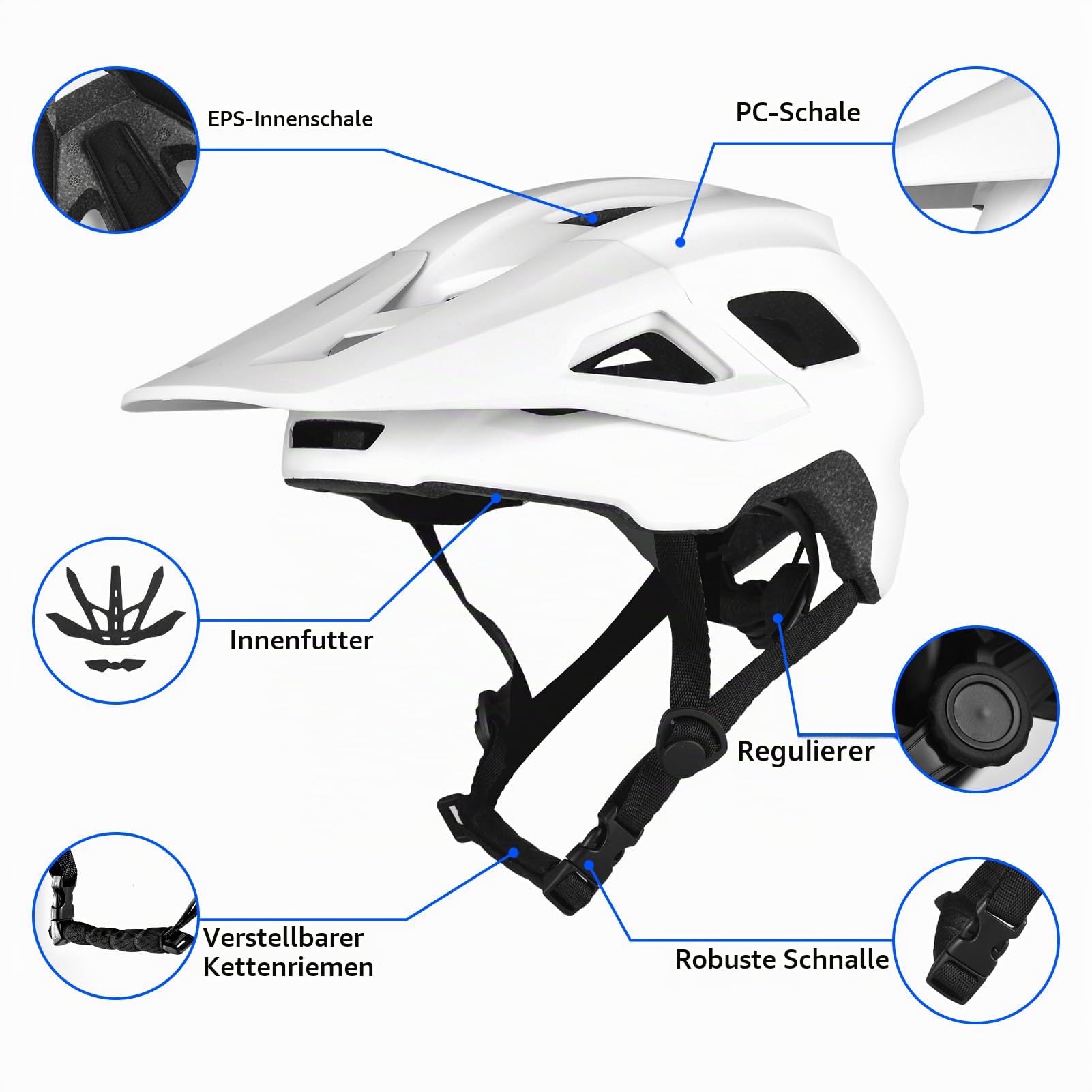 Mountainbike-Helme Fahrradhelme für Erwachsene, 17 Belüftungsöffnungen Atmungsaktiver Fahrradhelm EPS-Fahrradhelm mit abnehmbarer Sonnenblende,Radhelm Einstellbare Fahrradhelme