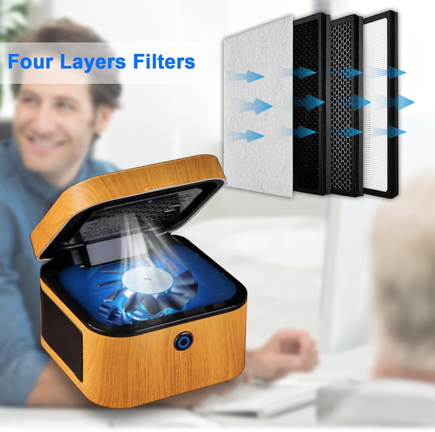 SHD Multifunctional Smokeless Ashtray,USB Rechargeable HEPA Filter Ashtray for Home Office Car Indoor Outdoor- Brown