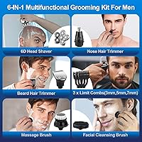 Vista 3 de Head Shaver for Bald Men, Electric Shaver for Bald Men, IPX7 Waterproof Cordless Rechargeable Razor, Wet/Dry Shaving, Electric Razor for Men 6D