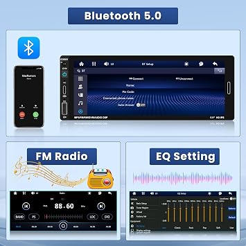 [Fuluku] 6.9 Inch Single Din Car Stereo with Wireless Carplay Android Auto | Wireless Carplay Android Auto,1 Din Car Radio BT with Backup Camera, Mirror Link, FM, EQ, USB/Type-C/Aux Input, Mic, SWC