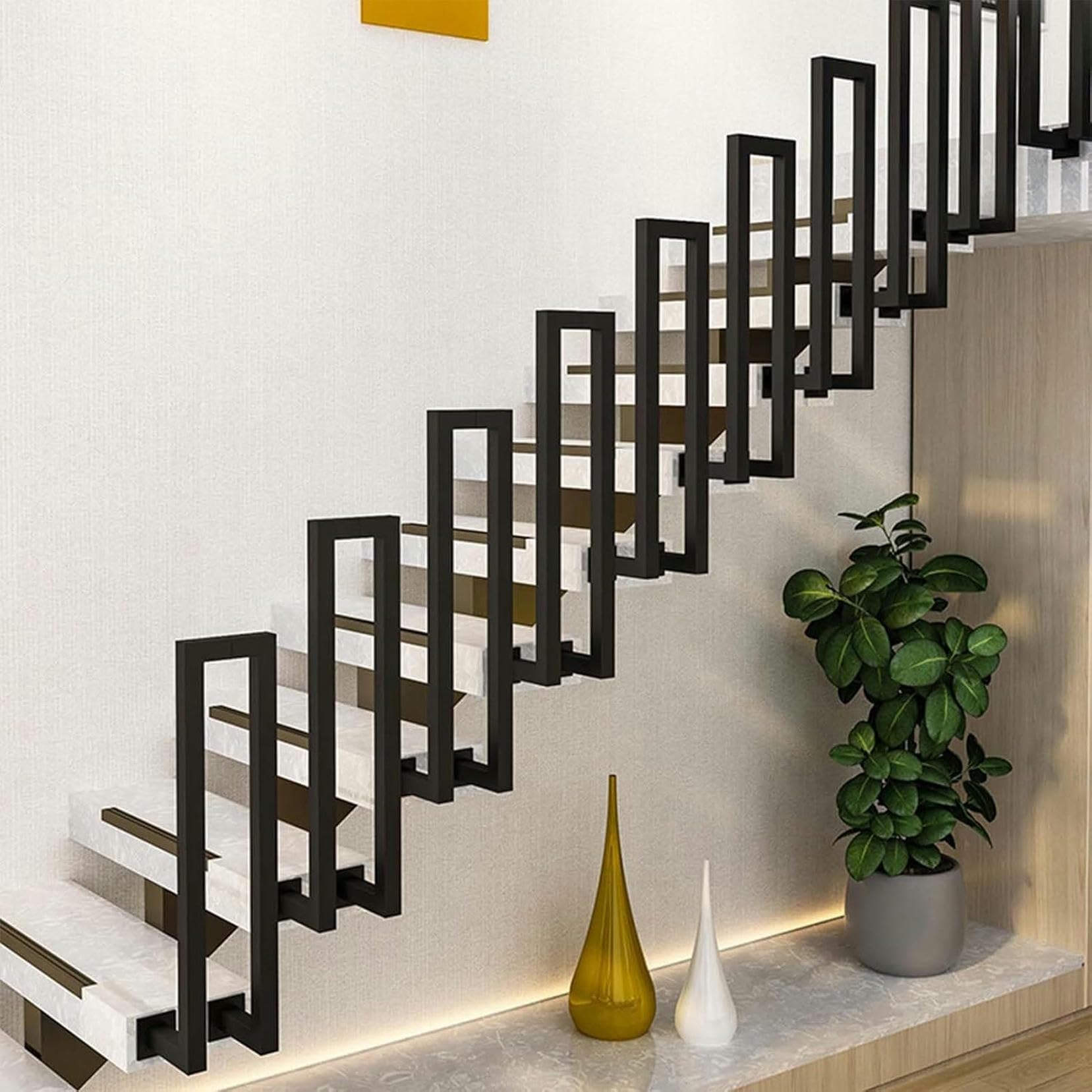 Indoor Stair Railing U Shaped Stair Handrail Stair Handrail Outdoor Stair Handrail Black Handrail For Balconies Hallways Apartments Villas (U Black, U -90cm - View #5