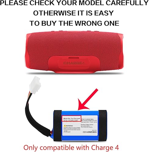 Miniatura 7 de Batería de repuesto de alta capacidad de 10200 mAh compatible con JBL Charge 4, Charge 4BLK, Charge 4J, CHARGE4BLUAM, 1INR1966-3 ID998 batería para