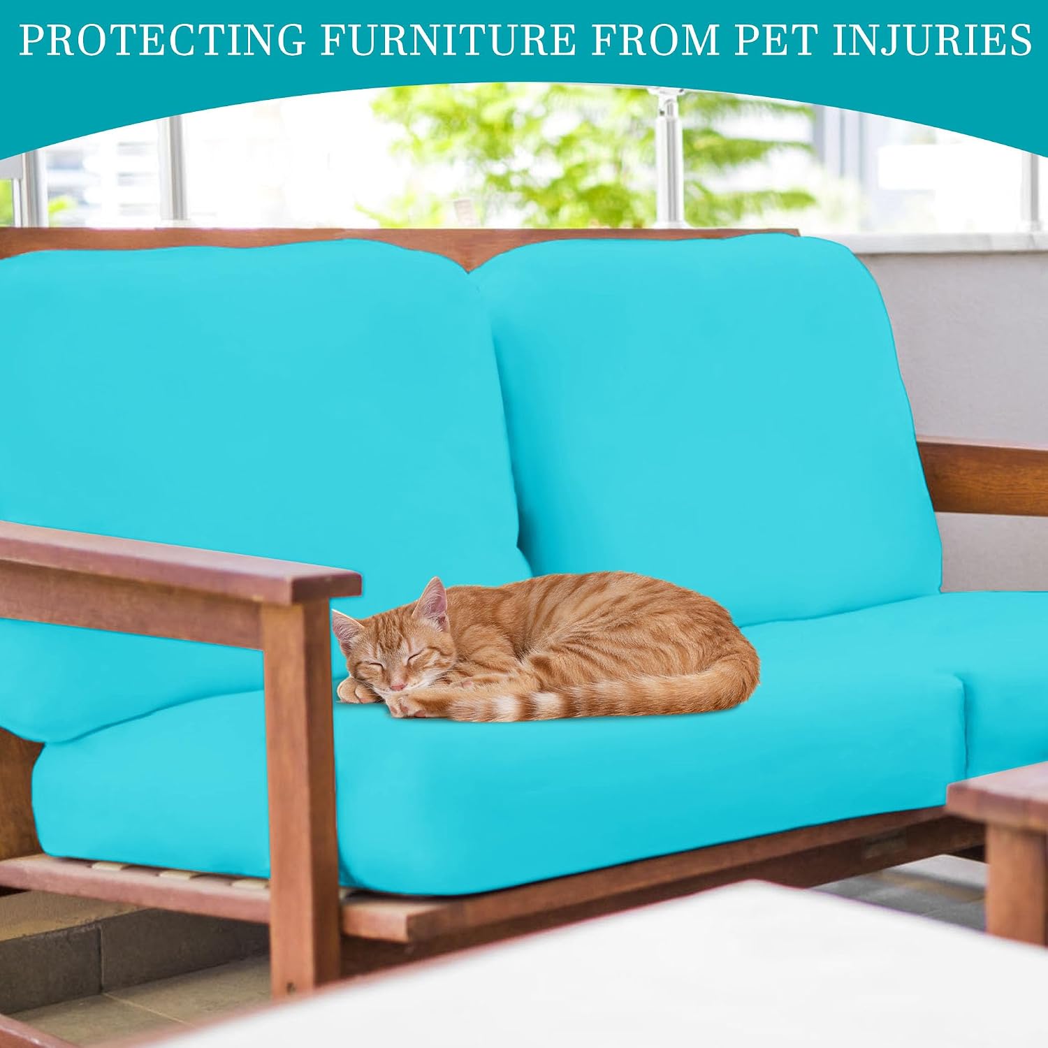 12 Pcs Stretch Patio Cushion Covers,Outdoor Couch Covers Replacement,Outdoor Couch & Sofa Slipcovers,for Patio Furniture Cushion Covers,Washable Reusable Furniture Protector (Sky Blue, Cover Only) thumbnail