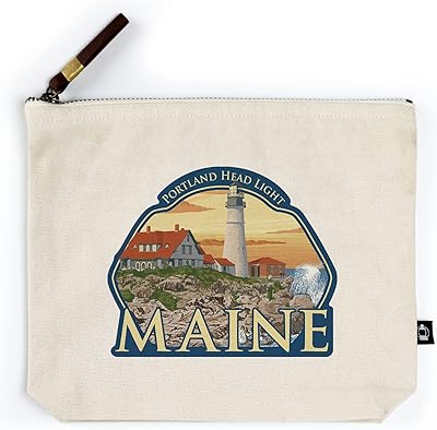 Lantern Press Portland, Maine, Portland Head Light, Contour (100% Cotton Canvas Travel Accessory Go Bag)