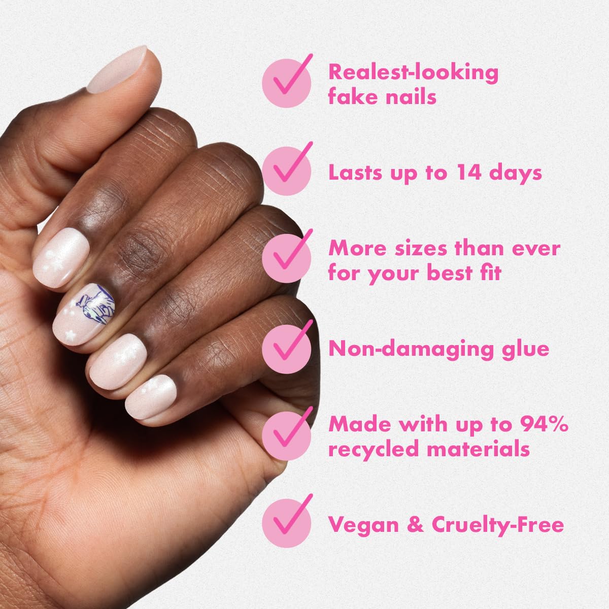 Olive & June Instant Mani Press-On Nails (Glue) | Star Wars: The Mandalorian & Grogu | 42 Fake Nails, 21 Sizes | Non-Toxic, Long-Lasting Up to 14 Days | Extra Short, Round | Nom Nom Orange Chrome