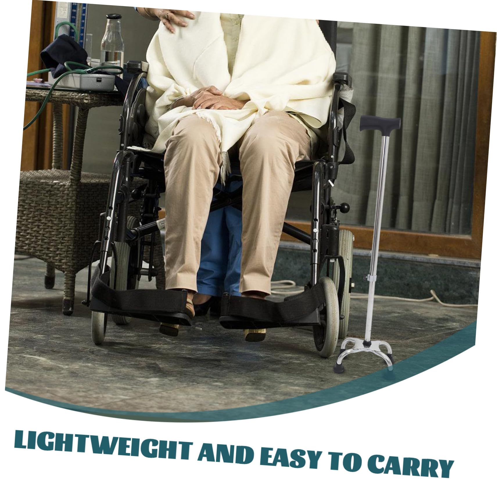 Canne de Marche Quadripode Réglable Acier Inoxydable pour Stabilité et Équilibre Aide Marche Quotidienne pour Seniors et Mobilité Extérieure