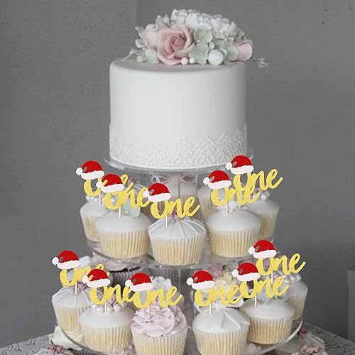 Vista 204 de Rsstarxi Paquete de 30 adornos navideños para cupcakes de hombre de jengibre con purpurina para baby shower, decoración para temática de Feliz