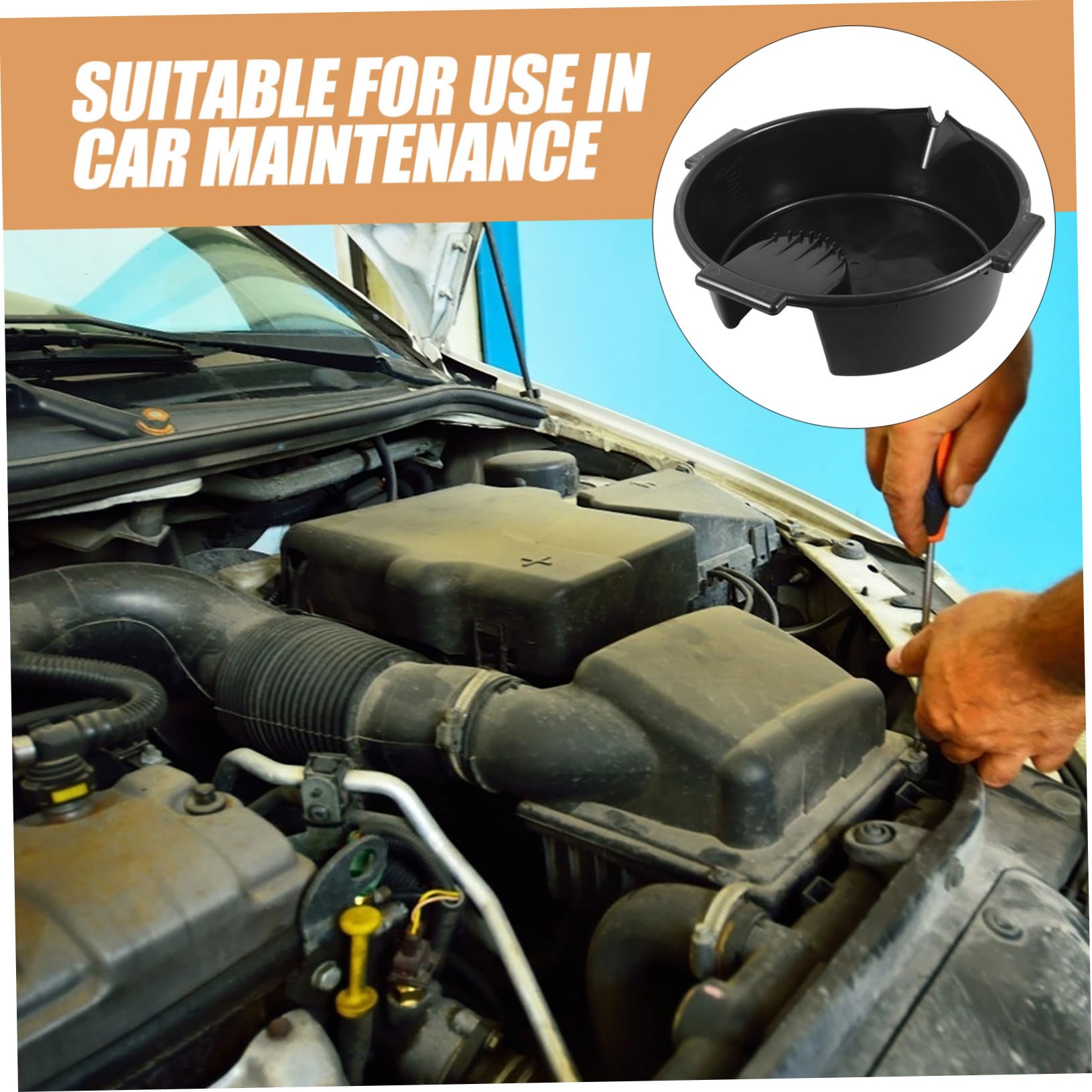 ERINGOGO Bac en Plastique Noir Design Étanche Grosse Capacité de Vidange Huile Moteur pour Entretien et Réparation Automobile Véhicule