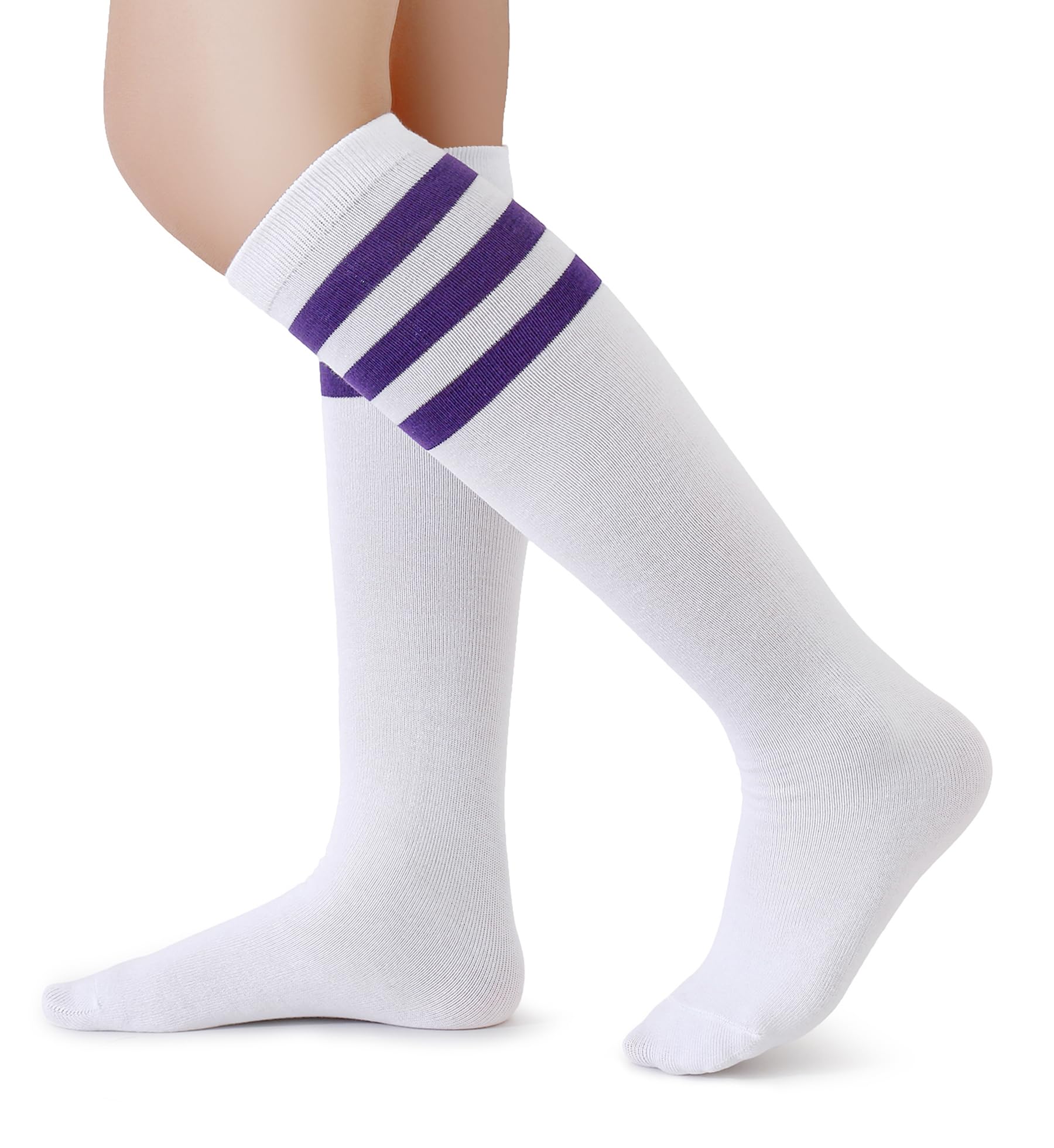 Henwarry Boys Girls Knee High Tube Socks Classical Stripes Athletic Socks