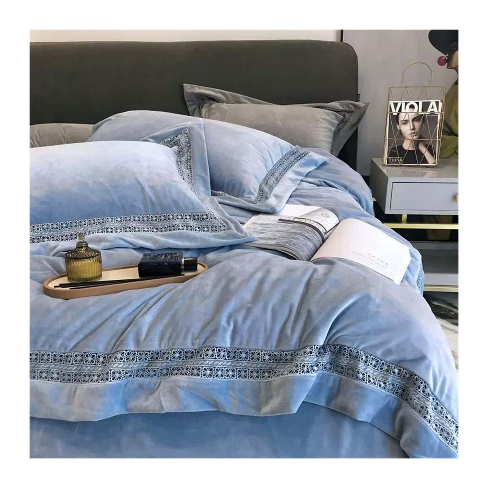 Housse de couette velours de lait thermique parure de lit chaude hiver