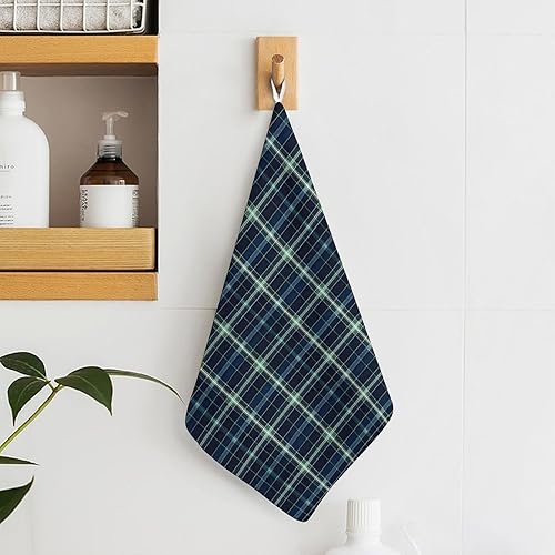 Miniatura 6 de Decorative Hand Towels for Bathroom - Green Black Retro Plaid Print Soft Absorbent Small Bath Hand Towels for Kitchen, Farmhouse, Spa, Hotel, Guest