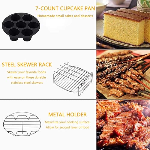 Miniatura 5 de Juego de 8 accesorios para freidora de aire de 7 pulgadas, compatibles con freidoras de aire de 3.2 cuartos de galón a 6.8 cuartos