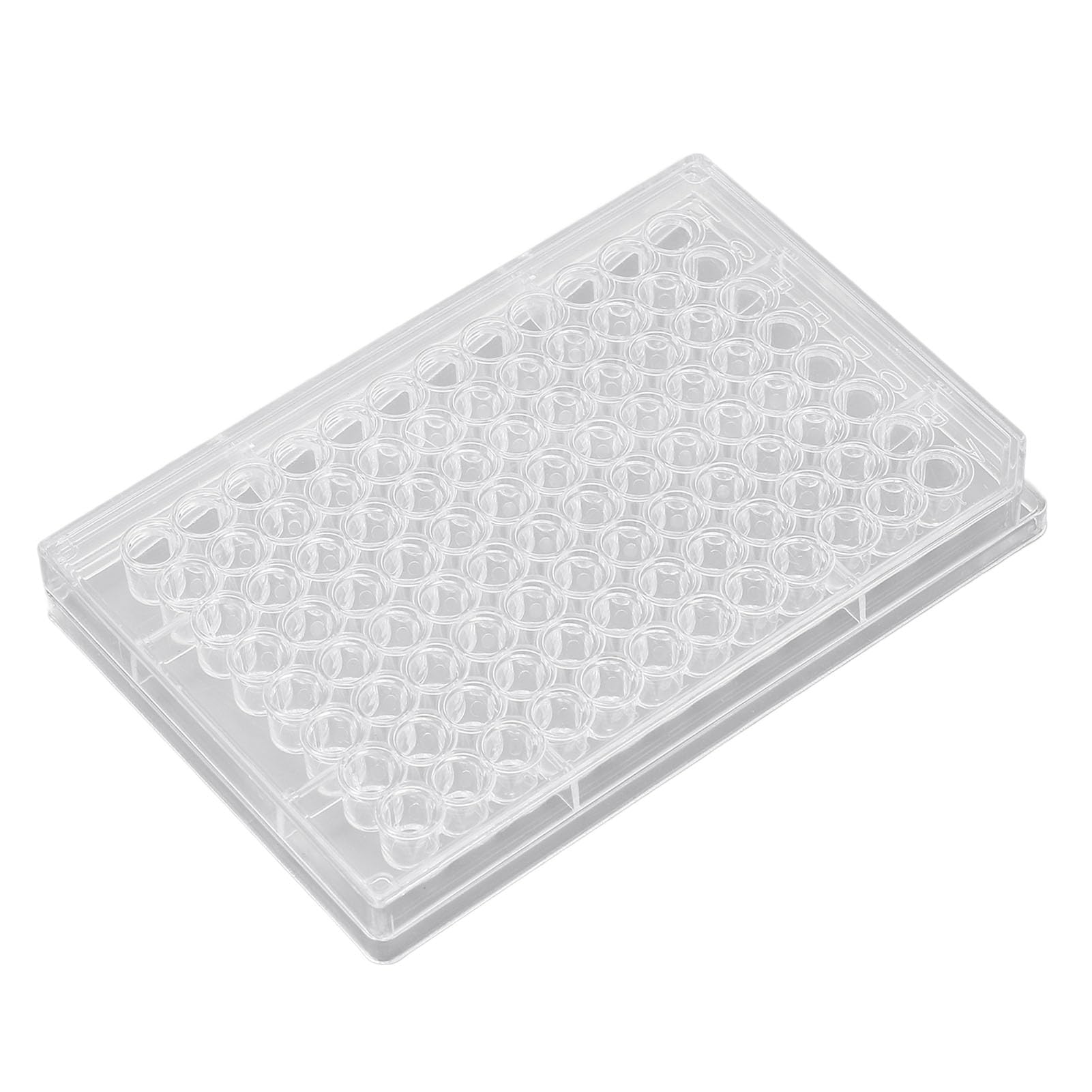 Respicefinem 96 Well Tissue Culture Plate Clear Polystyrene Cell Growth V Bottom with Lid for Lab Biological Research Cell Experiment (V Shaped Bottom)