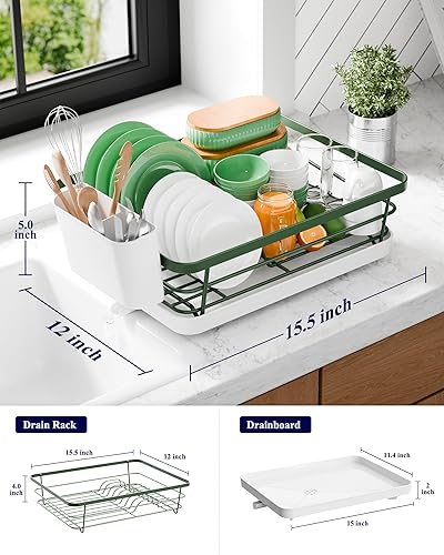 Miniatura 63 de Kitsure Escurridor de platos para encimera de cocina, artículos esenciales de organización y almacenamiento de fregadero de acero inoxidable con Gris