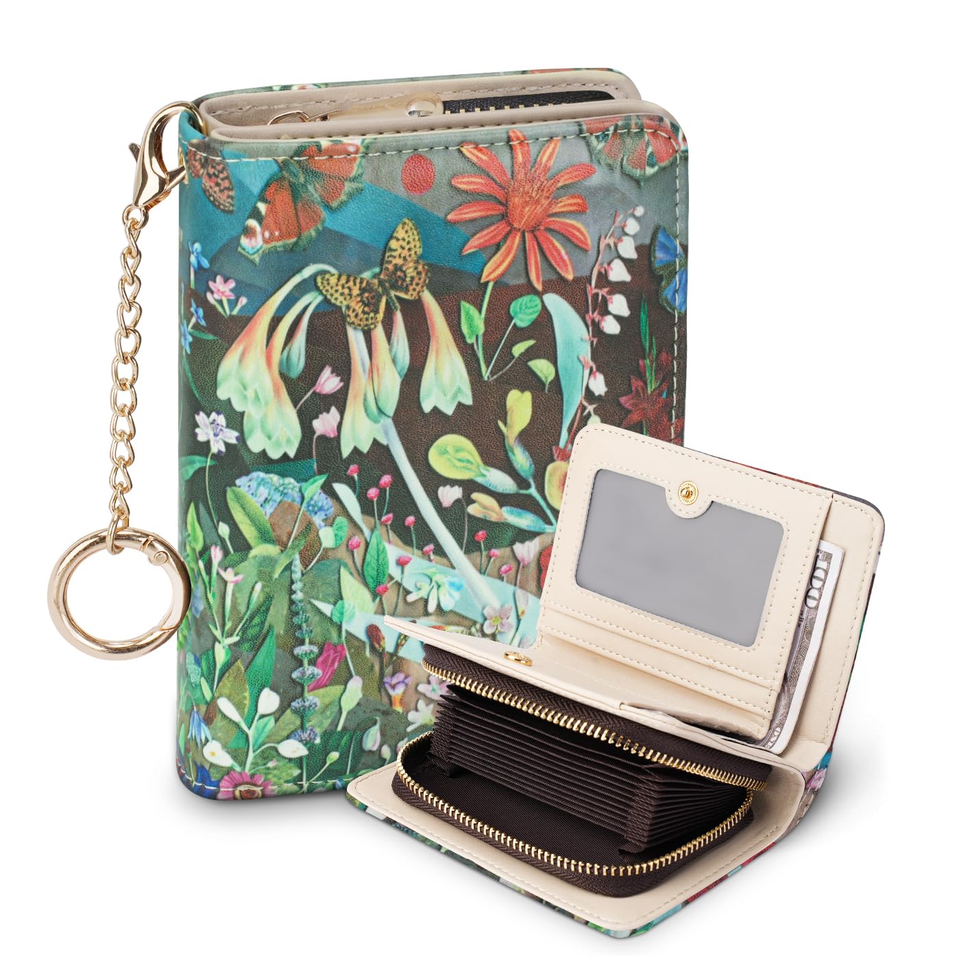 APHISON Small RFID Wallet Women Cute Compact Bifold Credit Card Holder Wallet for Women with Zipper Coin Pocket