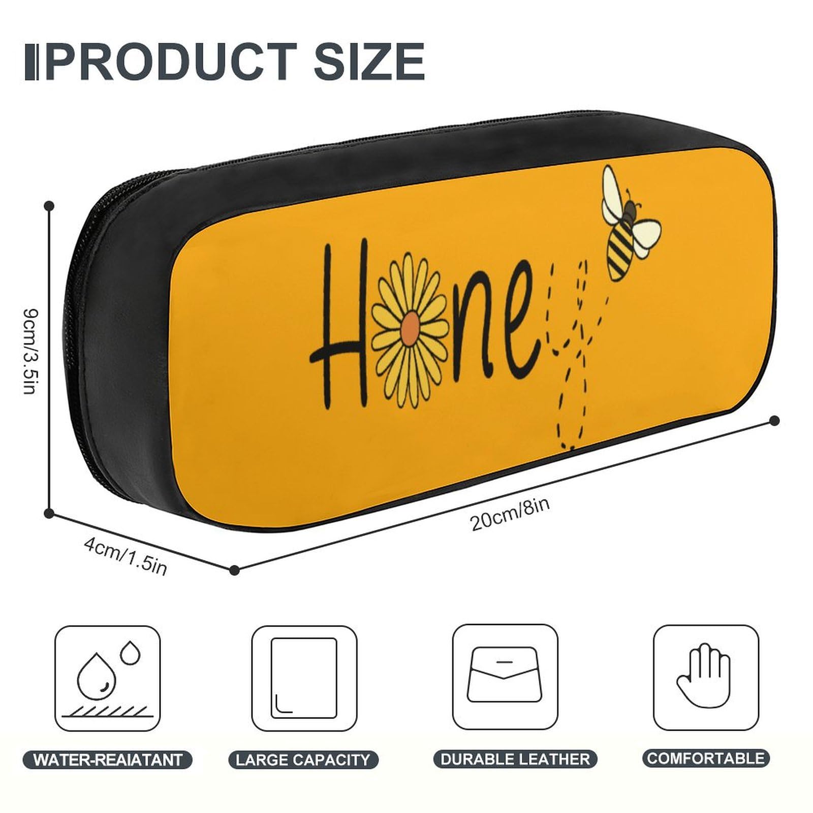 Honey Bee Daisy Novelty Pencil Box Cute Pencil Case Pen Organizer Bag Large Capacity Pen Pouch