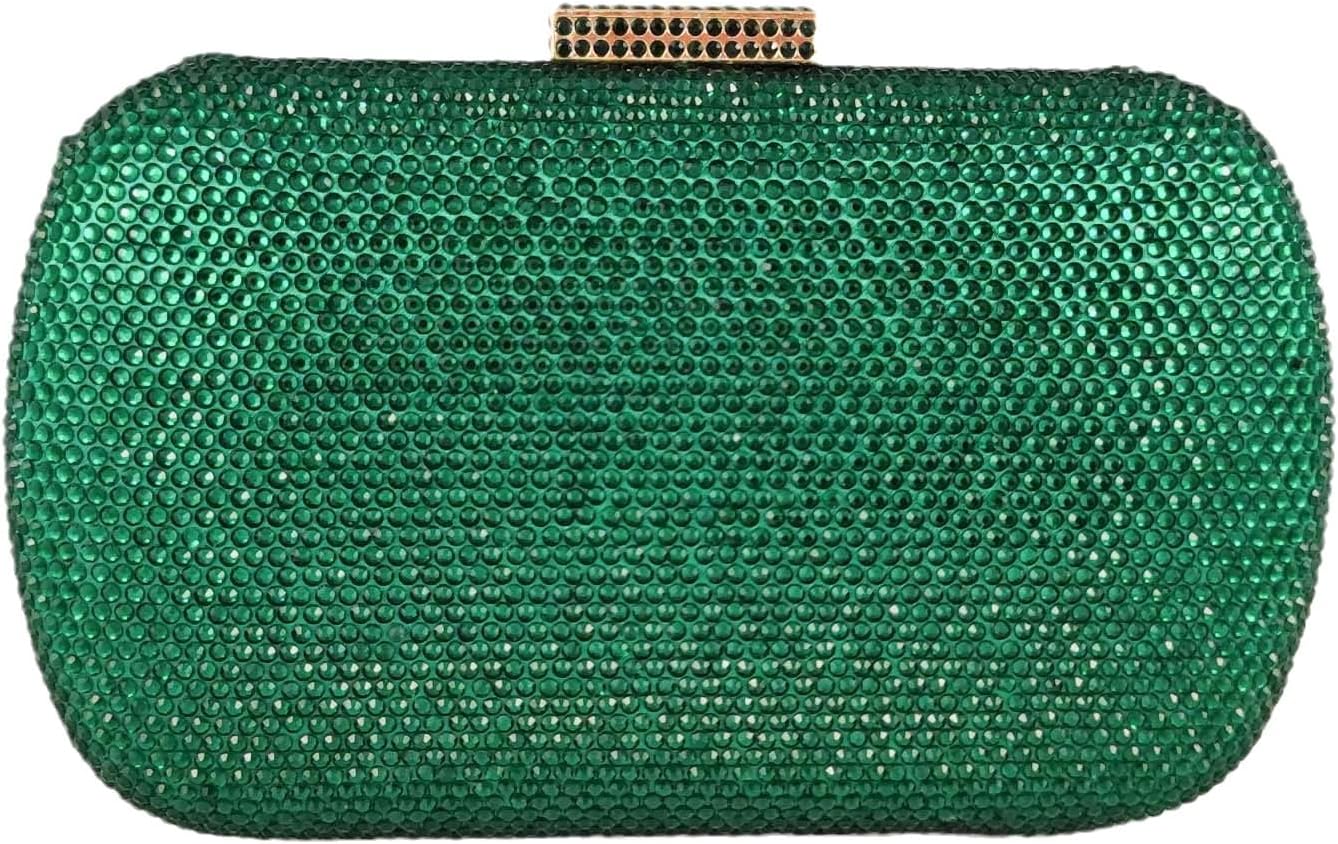 Boutique De FGGBling Evening Bags and Clutches for Women Formal Party Crystal Clutch Bag Wedding Rhinestone Handbags, Green, Small