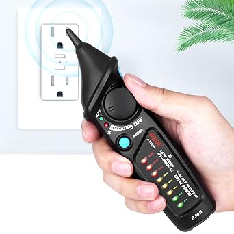 BSIDE AVD06 Non-Contact Voltage Detector Electric Power Socket Outlet AC Voltage Tester Pen 12-1000V Auto/Manual Mode Adjustable Sensitivity NCV Live Wire Check with Color LED Indicator and Flashlight