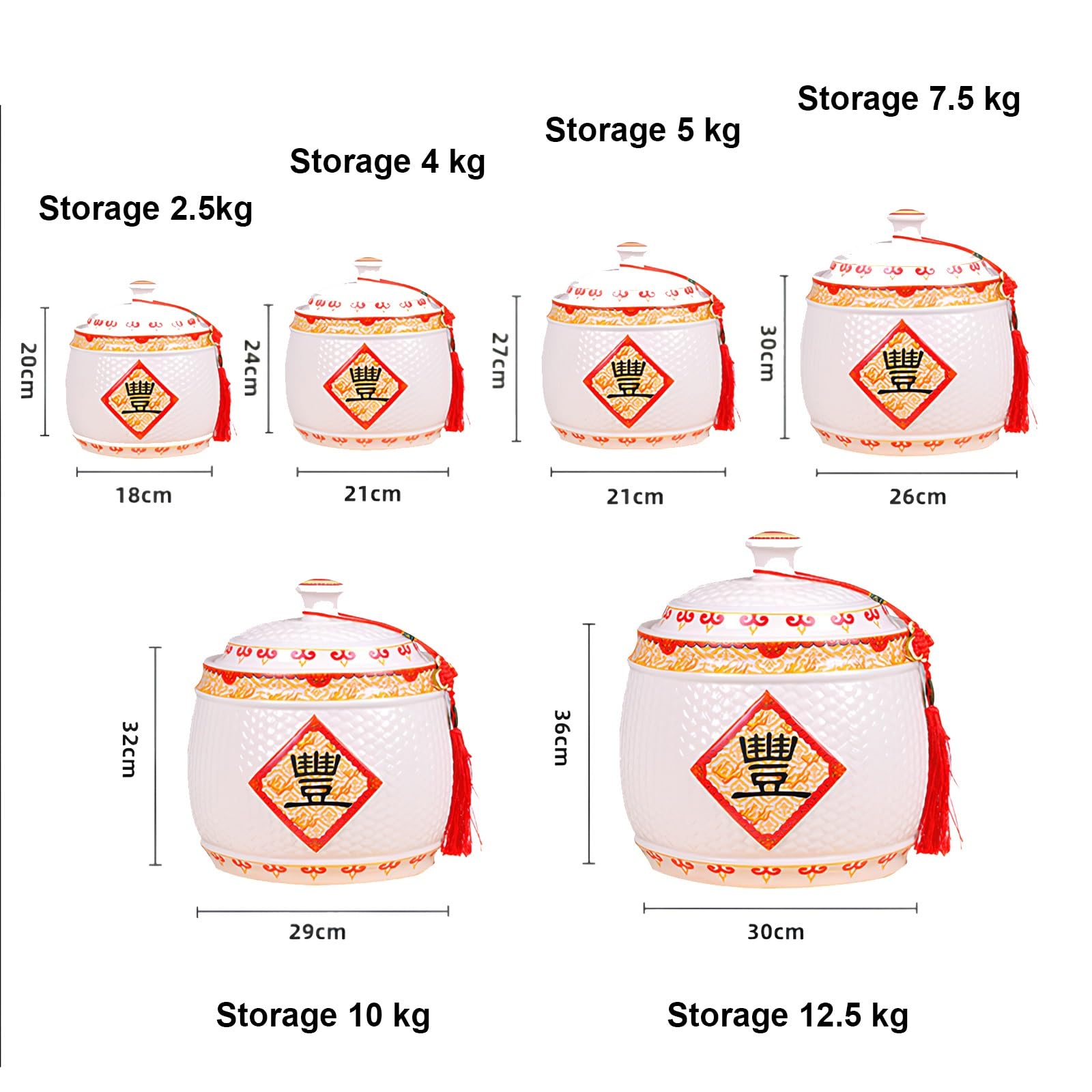 Contenitore per riso in ceramica con coperchio, versatile per la casa, per riso, soia, mais e farina, barile di riso in ceramica resistente per un'organizzazione efficiente degli alimenti