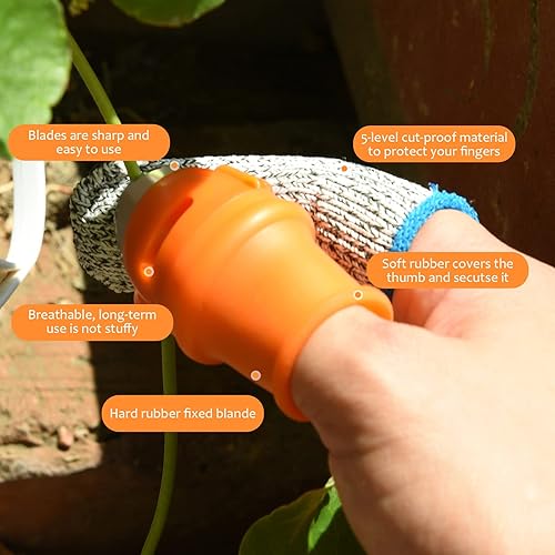 Miniatura 9 de Cuchillo para pulgar de jardinería con estuche, podadora de dedos para jardineros, cuchillo de dedo de silicona, herramientas de recorte de plantas,
