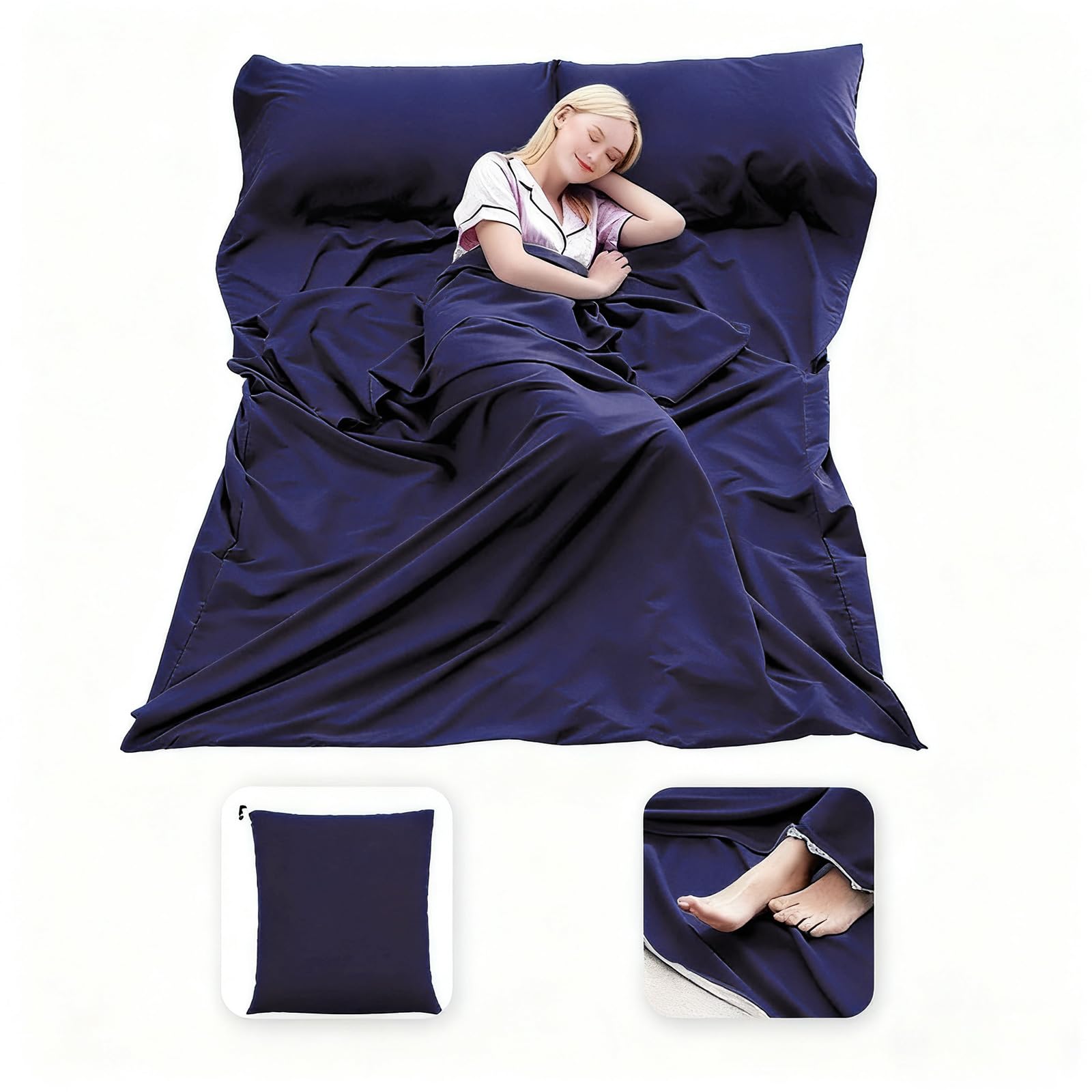 MongByYa Sleeping Bag Liner Lightweight Compact Sleeping Bag Sack Portable Clean Travel Sheet Camping Sleep Sheet for Backpacking Hotel Hiking